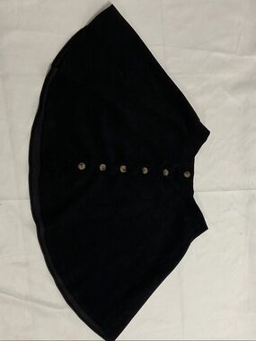 SHEIN Black Circle Skater Skirt with Gold Button Trim